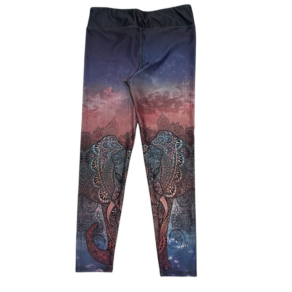 EVCR Elephant Mandala Leggings Sunset Ombre Whimsigoth Chakras Celestial Small - Picture 12 of 13